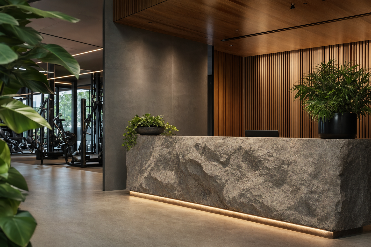 Reception, stone and wood, Fitness Studio backup photo number 20