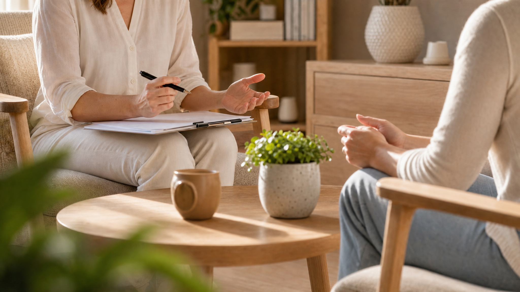 Heilpraktiker Consultation Room Set, Hands in conversation