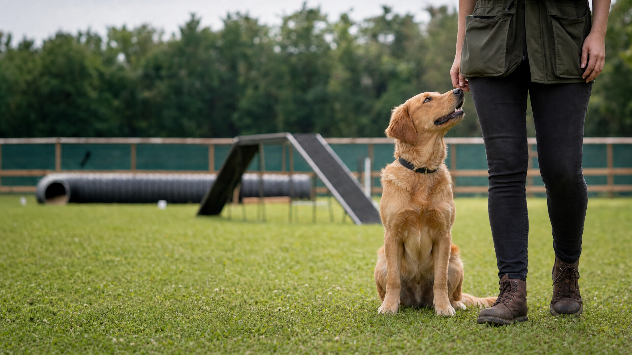 Dog School Training Field Set, Attentive dog sit